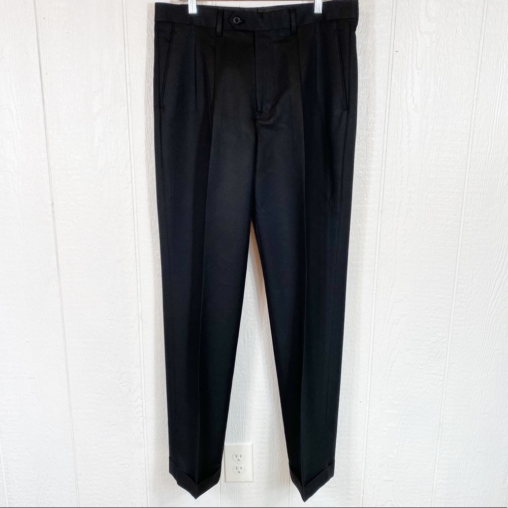 Mens Paul Fredrick Black Dress Pants 35
